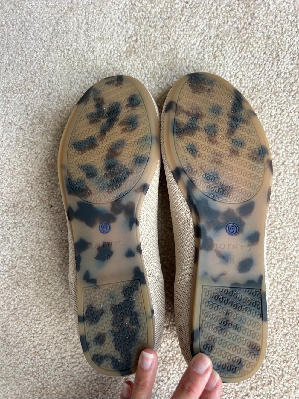 Rothy's Women's Cream Knit Flats with Blue Heel Trim size 8 - Picture 3 of 3